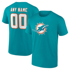 Miami Dolphins Team Authentic Personalized Name & Number T-Shirt Aqua - NFL
