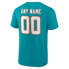 Miami Dolphins Team Authentic Personalized Name & Number T-Shirt Aqua - NFL