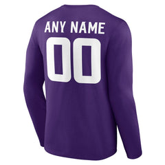 Minnesota Vikings Team Authentic Personalized Name & Number Long Sleeve T-Shirt Purple - NFL