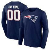 New England Patriots Team Authentic Personalized Name & Number Long Sleeve T-Shirt Navy - NFL