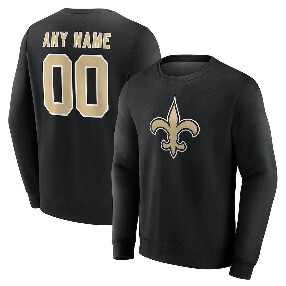 New Orleans Saints Team Authentic Personalized Name & Number Sweatshirt Black - NFL