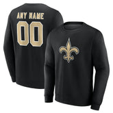New Orleans Saints Team Authentic Personalized Name & Number Sweatshirt Black - NFL