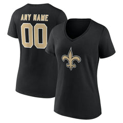 New Orleans Saints Women's Team Authentic Personalized Name & Number V-Neck T-Shirt Black - NFL