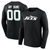 New York Jets Team Authentic Personalized Name & Number Long Sleeve T-Shirt Black - NFL