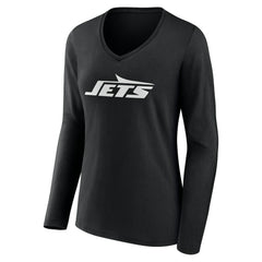 New York Jets Women's Team Authentic Personalized Name & Number Long Sleeve V-Neck T-Shirt Black - NFL