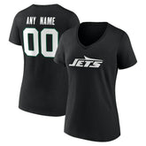 New York Jets Women's Team Authentic Personalized Name & Number V-Neck T-Shirt Black - NFL