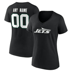 New York Jets Women's Team Authentic Personalized Name & Number V-Neck T-Shirt Black - NFL