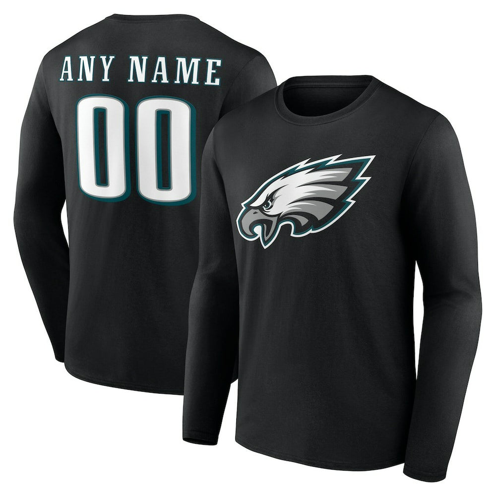 Philadelphia Eagles Team Authentic Personalized Name & Number Long Sleeve T-Shirt Black - NFL