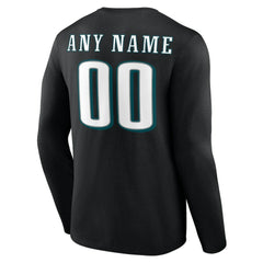Philadelphia Eagles Team Authentic Personalized Name & Number Long Sleeve T-Shirt Black - NFL