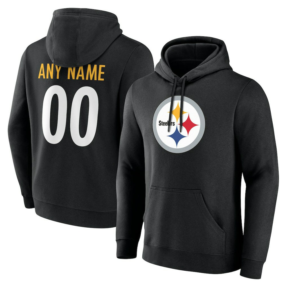 Pittsburgh Steelers Team Authentic Personalized Name & Number Hoodie Black - NFL