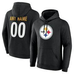 Pittsburgh Steelers Team Authentic Personalized Name & Number Hoodie Black - NFL