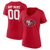 San Francisco 49ers Women's Team Authentic Personalized Name & Number V-Neck T-Shirt Scarlet - NFL