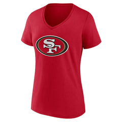 San Francisco 49ers Women's Team Authentic Personalized Name & Number V-Neck T-Shirt Scarlet - NFL