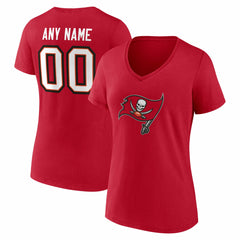 Tampa Bay Buccaneers Women's Team Authentic Personalized Name & Number V-Neck T-Shirt Red - NFL