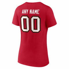 Tampa Bay Buccaneers Women's Team Authentic Personalized Name & Number V-Neck T-Shirt Red - NFL