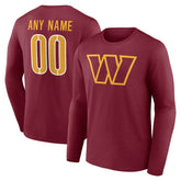 Washington Commanders Team Authentic Personalized Name & Number Long Sleeve T-Shirt Burgundy - NFL