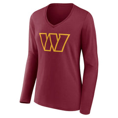 Washington Commanders Women's Team Authentic Personalized Name & Number Long Sleeve V-Neck T-Shirt Burgundy - NFL
