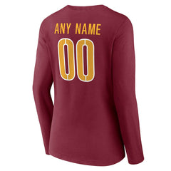 Washington Commanders Women's Team Authentic Personalized Name & Number Long Sleeve V-Neck T-Shirt Burgundy - NFL