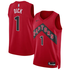 Nike - Gradey Dick Toronto Raptors Unisex Swingman Player Jersey - Icon Edition - Red