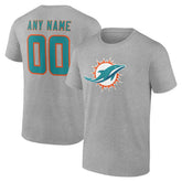 Miami Dolphins Big & Tall Team Authentic Custom T-Shirt Gray - NFL