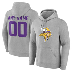 Minnesota Vikings Big & Tall Team Authentic Custom Hoodie Gray - NFL