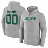 New York Jets Big & Tall Team Authentic Custom Hoodie Gray - NFL