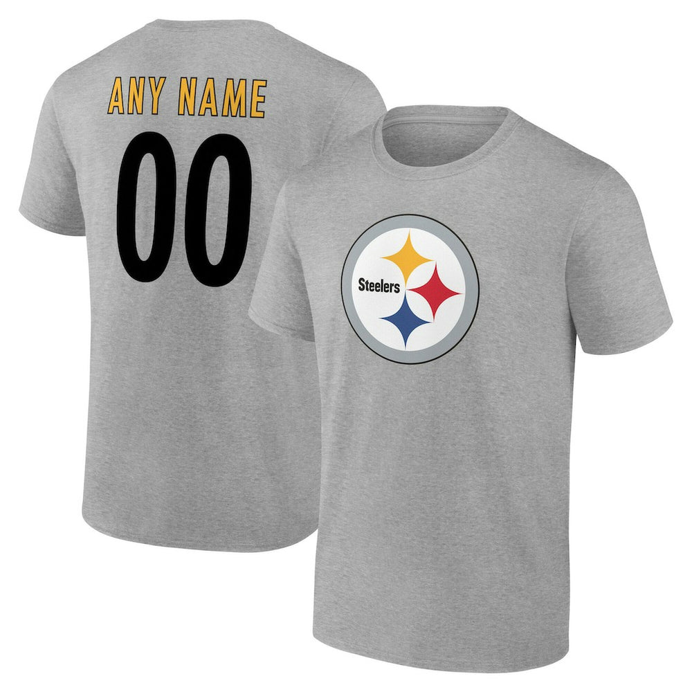 Pittsburgh Steelers Big & Tall Team Authentic Custom T-Shirt Gray - NFL