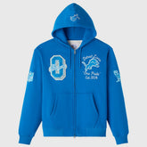 Detroit Lions OVO x NFL Unisex Full-Zip Waffle-Lined Hoodie Blue - NFL