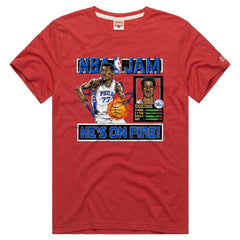 NBA - VJ Edgecombe Philadelphia 76ers Homage Unisex NBA Jam Tri-Blend T-Shirt - Red