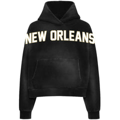 WRLDINVSN x New Orleans Saints Unisex Cozy Cropped Hoodie Black - NFL