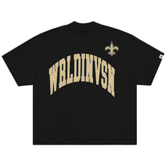 WRLDINVSN x New Orleans Saints Unisex Oversized Arch T-Shirt Black - NFL