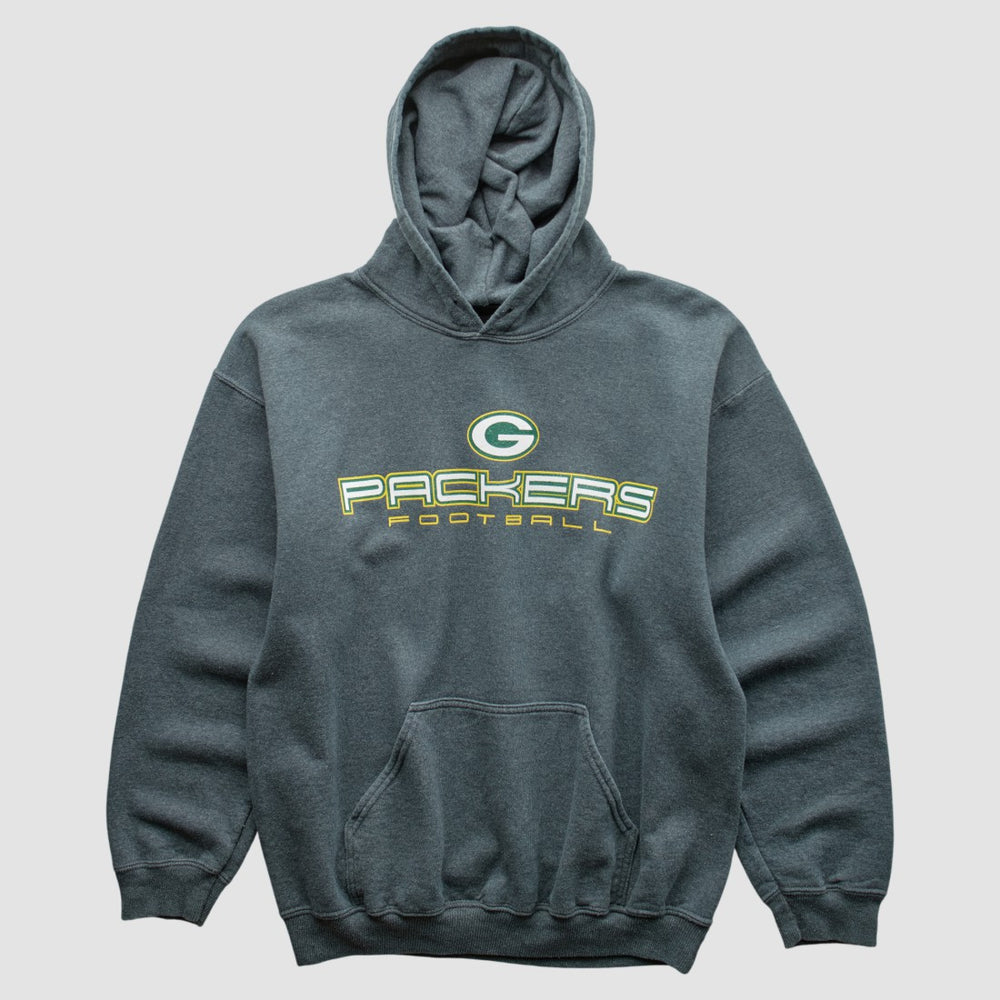 Green Bay Packers 2000s Hooded Pullover Sweatshirt Dark Heather Gray Vintage - Fanatics