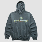 Green Bay Packers 2000s Hooded Pullover Sweatshirt Dark Heather Gray Vintage - Fanatics