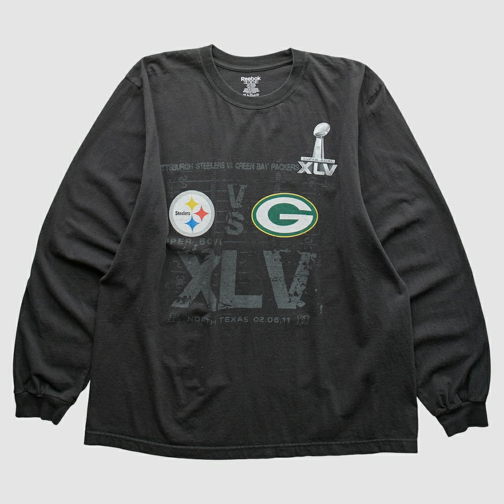 Superbowl XLV Reebok 2011 Long Sleeve T-shirt Black Vintage - Fanatics