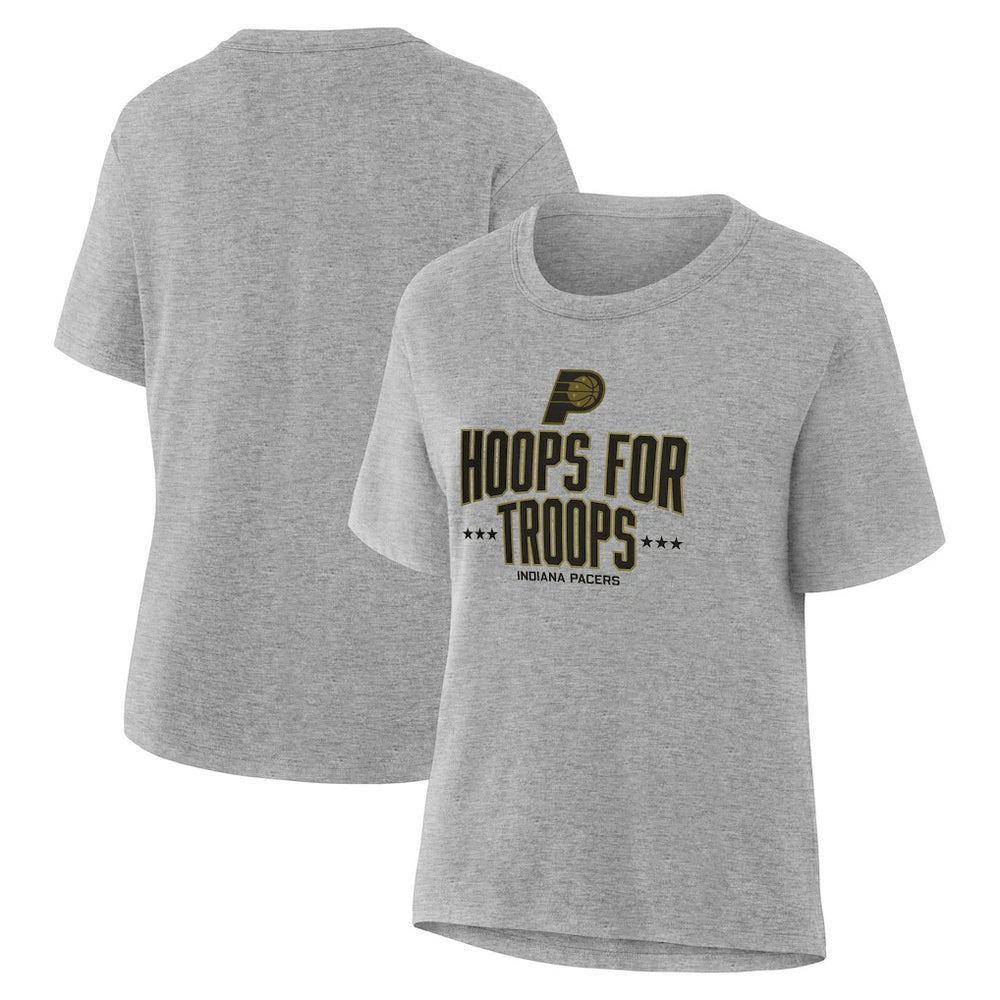 NBA - Indiana Pacers Women's Hoops For Troops T-Shirt - Gray