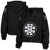 Boston Bruins '47 Women's Cropped Lacer Hoodie Black
