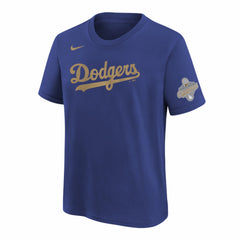 Los Angeles Dodgers Nike Youth 2026 Gold Collection Wordmark T-Shirt Near Me