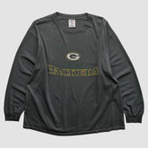Green Bay Packers Logo Athletic 2000s Long Sleeve T-shirt Charcoal Vintage - Fanatics