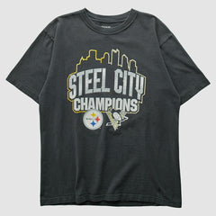 Pittsburgh Steelers Reebok 2009 T-shirt Charcoal Vintage - Fanatics