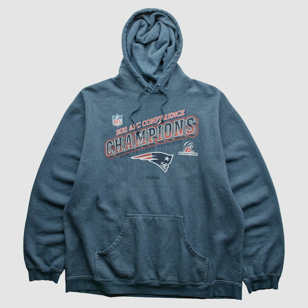 New England Patriots Reebok 2011 Hooded Pullover Sweatshirt Blue Vintage - Fanatics