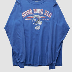 New York Giants Reebok 2008 Long Sleeve T-shirt Blue Vintage - Fanatics