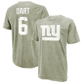 Jaxson Dart New York Giants Majestic Threads Mineral Wash Name & Number T-Shirt Moss Green - NFL