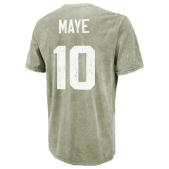 Drake Maye New England Patriots Majestic Threads Mineral Wash Name & Number T-Shirt Moss Green - NFL