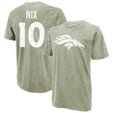 Bo Nix Denver Broncos Majestic Threads Mineral Wash Name & Number T-Shirt Moss Green - NFL