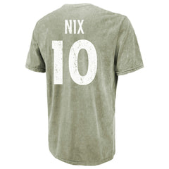 Bo Nix Denver Broncos Majestic Threads Mineral Wash Name & Number T-Shirt Moss Green - NFL