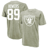 Brock Bowers Las Vegas Raiders Majestic Threads Mineral Wash Name & Number T-Shirt Moss Green - NFL