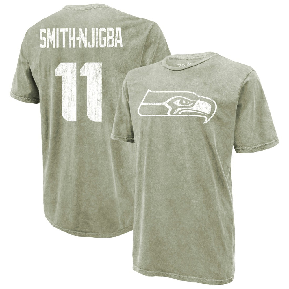 Jaxon Smith-Njigba Seattle Seahawks Majestic Threads Mineral Wash Name & Number T-Shirt Moss Green - NFL