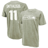 Jaxon Smith-Njigba Seattle Seahawks Majestic Threads Mineral Wash Name & Number T-Shirt Moss Green - NFL