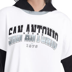 NBA - San Antonio Spurs G-III 4Her by Carl Banks Women's Key Player Oversized Hooded Long Sleeve T-Shirt - White/Black