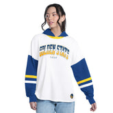NBA - Golden State Warriors G-III 4Her by Carl Banks Women's Key Player Oversized Hooded Long Sleeve T-Shirt - White/Royal